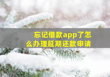 忘记借款app了怎么办理延期还款申请