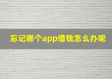 忘记哪个app借钱怎么办呢