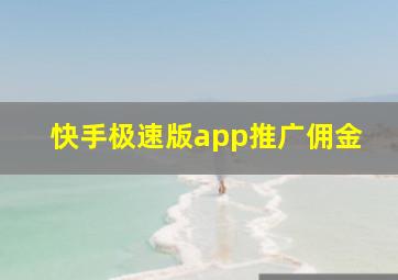 快手极速版app推广佣金