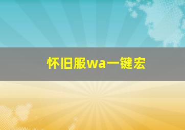 怀旧服wa一键宏