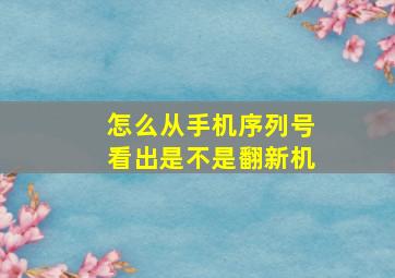 怎么从手机序列号看出是不是翻新机