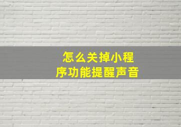 怎么关掉小程序功能提醒声音