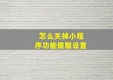 怎么关掉小程序功能提醒设置