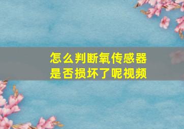 怎么判断氧传感器是否损坏了呢视频