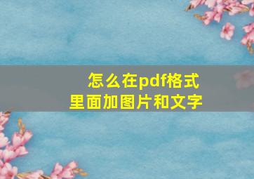 怎么在pdf格式里面加图片和文字