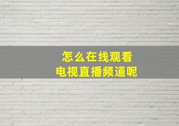 怎么在线观看电视直播频道呢