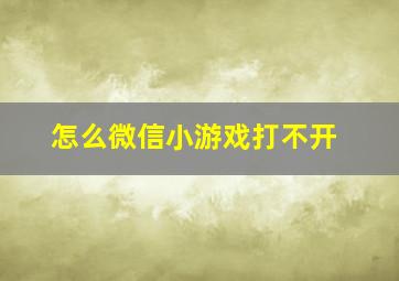 怎么微信小游戏打不开