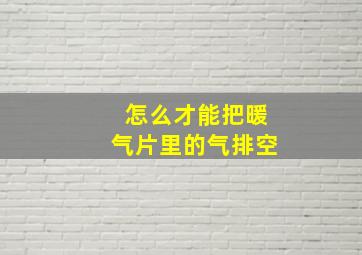 怎么才能把暖气片里的气排空