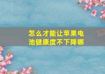 怎么才能让苹果电池健康度不下降哪