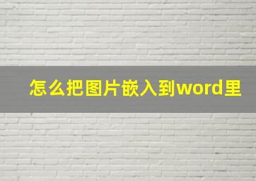 怎么把图片嵌入到word里