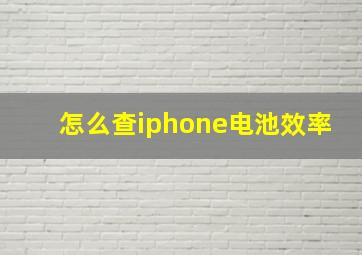 怎么查iphone电池效率