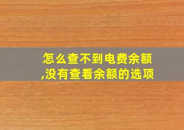 怎么查不到电费余额,没有查看余额的选项