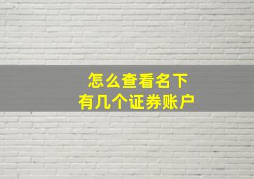 怎么查看名下有几个证券账户