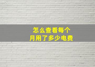 怎么查看每个月用了多少电费