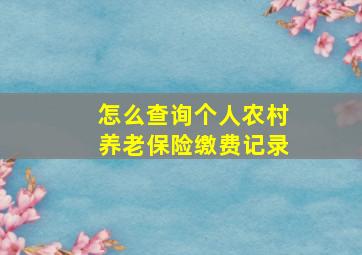 怎么查询个人农村养老保险缴费记录