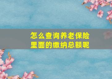 怎么查询养老保险里面的缴纳总额呢