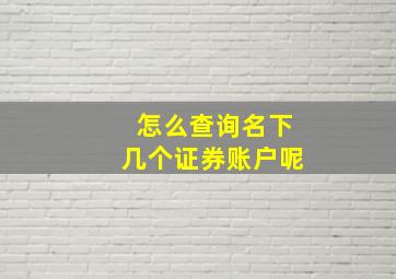 怎么查询名下几个证券账户呢