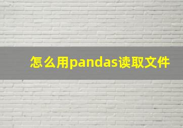 怎么用pandas读取文件