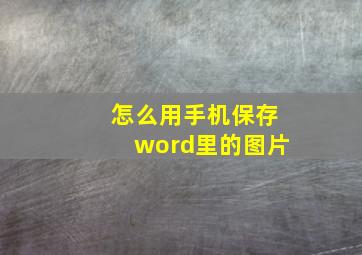 怎么用手机保存word里的图片