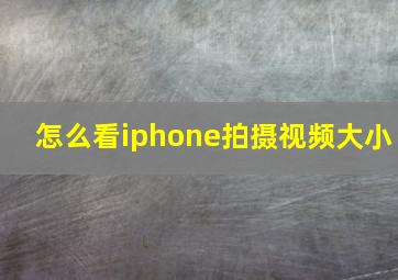 怎么看iphone拍摄视频大小