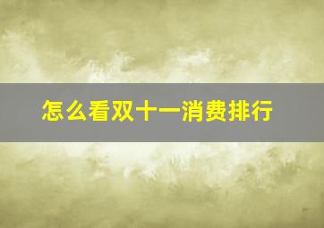 怎么看双十一消费排行