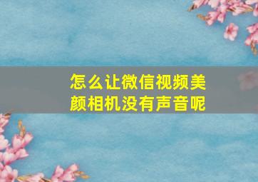 怎么让微信视频美颜相机没有声音呢