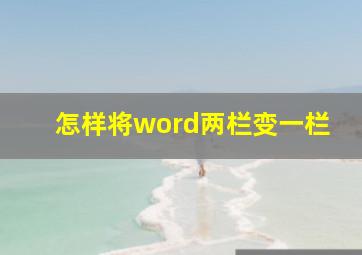 怎样将word两栏变一栏