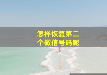 怎样恢复第二个微信号码呢