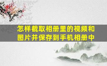 怎样截取相册里的视频和图片并保存到手机相册中