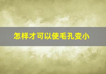 怎样才可以使毛孔变小