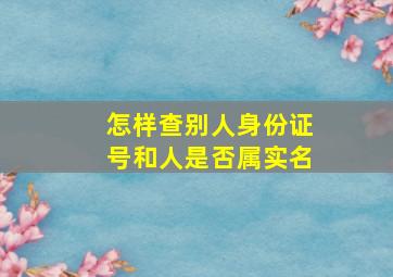 怎样查别人身份证号和人是否属实名