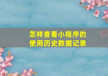 怎样查看小程序的使用历史数据记录