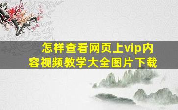 怎样查看网页上vip内容视频教学大全图片下载