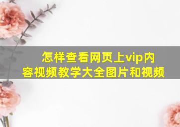 怎样查看网页上vip内容视频教学大全图片和视频