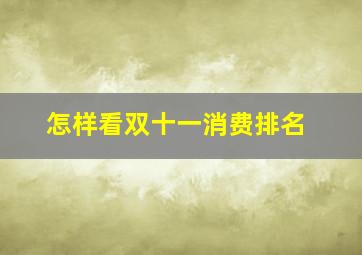 怎样看双十一消费排名