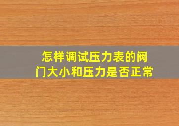 怎样调试压力表的阀门大小和压力是否正常