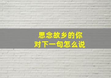 思念故乡的你对下一句怎么说