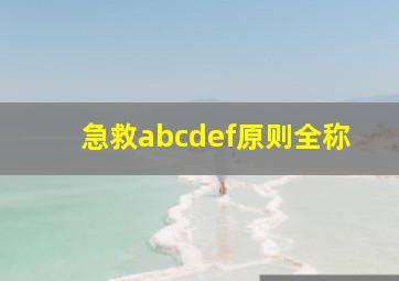 急救abcdef原则全称