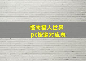 怪物猎人世界pc按键对应表