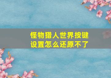 怪物猎人世界按键设置怎么还原不了