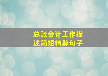 总账会计工作描述简短精辟句子