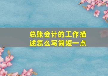 总账会计的工作描述怎么写简短一点