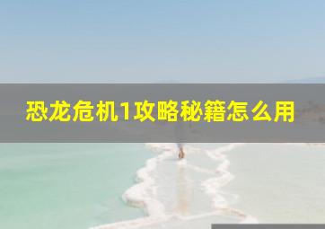 恐龙危机1攻略秘籍怎么用