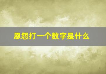 恩怨打一个数字是什么