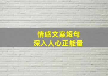 情感文案短句深入人心正能量