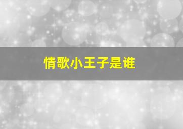 情歌小王子是谁