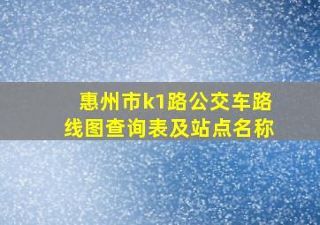 惠州市k1路公交车路线图查询表及站点名称