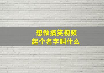 想做搞笑视频起个名字叫什么