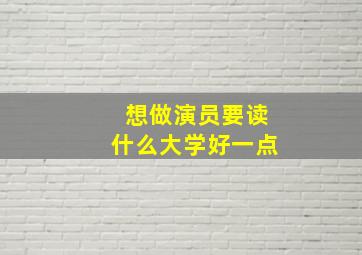 想做演员要读什么大学好一点