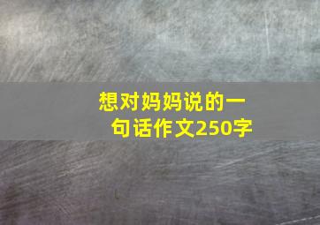 想对妈妈说的一句话作文250字